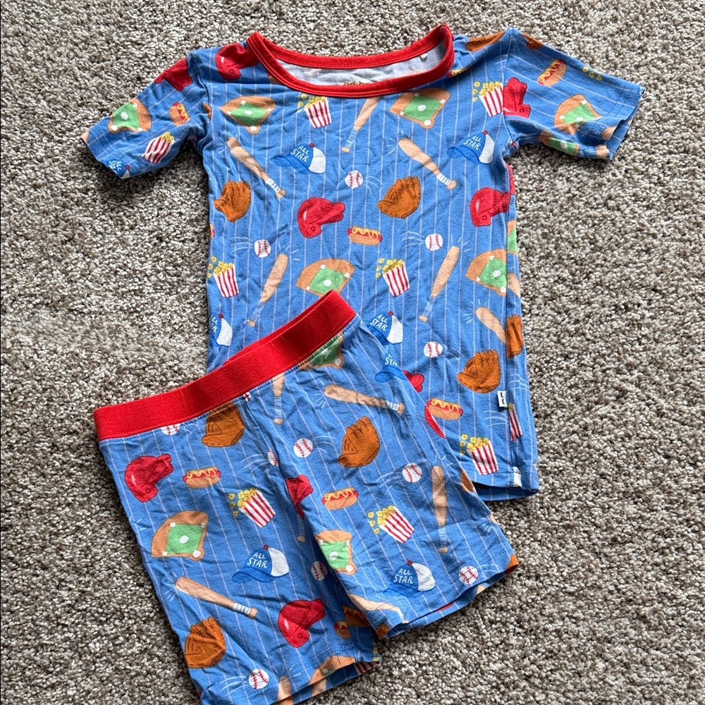 Little Sleepies Blue and Red Baseball Pajama Set